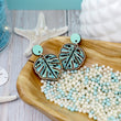 Load image into Gallery viewer, Monstera Dangle Earrings - Maple
