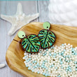 Load image into Gallery viewer, Monstera Dangle Earrings - Cherry