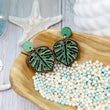 Load image into Gallery viewer, Monstera Dangle Earrings - Cherry