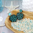 Load image into Gallery viewer, Monstera Dangle Earrings - Walnut