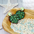 Load image into Gallery viewer, Monstera Dangle Earrings - Walnut