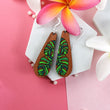 Load image into Gallery viewer, Long Monstera Leaves Earrings - Cherry
