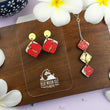 Load image into Gallery viewer, Diamond Hibiscus Earrings - Maple