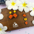 Load image into Gallery viewer, Diamond Hibiscus Earrings - Walnut