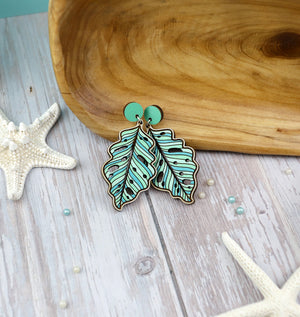 Tropical Palm Dangle Earrings - Maple