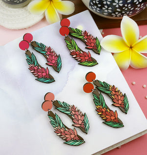 Hawaiian Ginger Earrings - Walnut