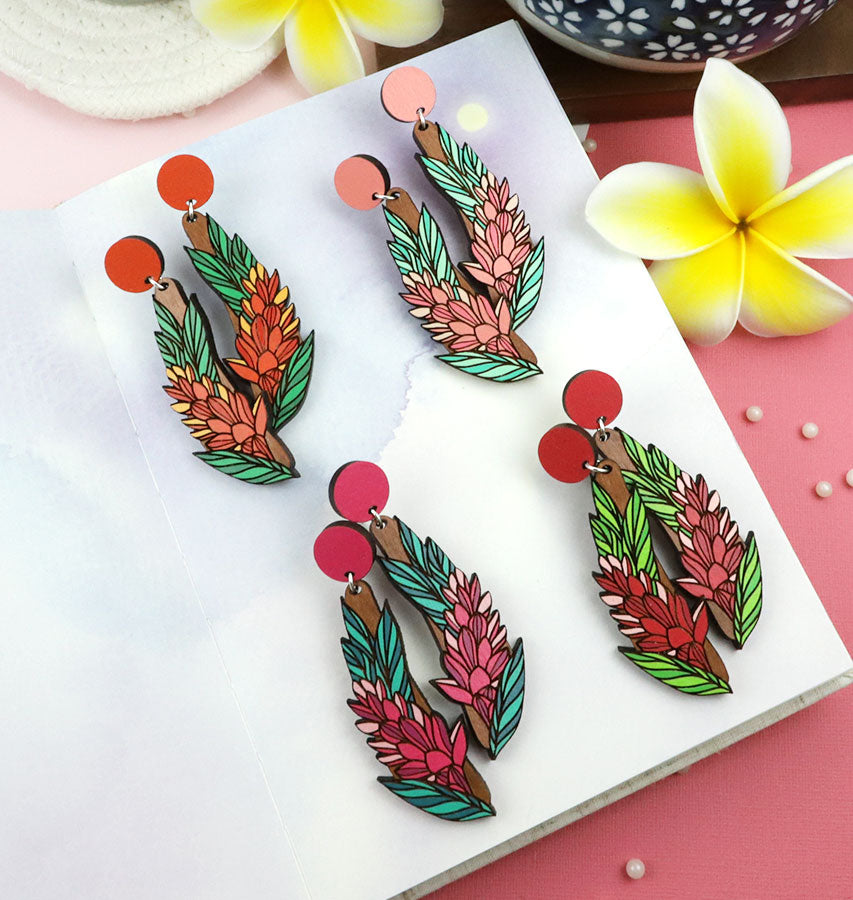 Hawaiian Ginger Earrings - Cherry