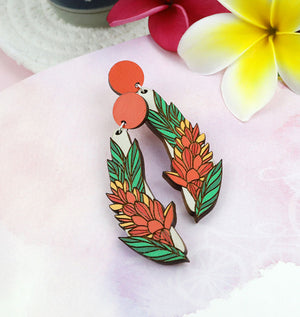 Hawaiian Ginger Earrings - Maple