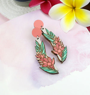 Hawaiian Ginger Earrings - Maple