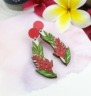 Hawaiian Ginger Earrings - Maple