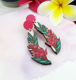 Hawaiian Ginger Earrings - Maple