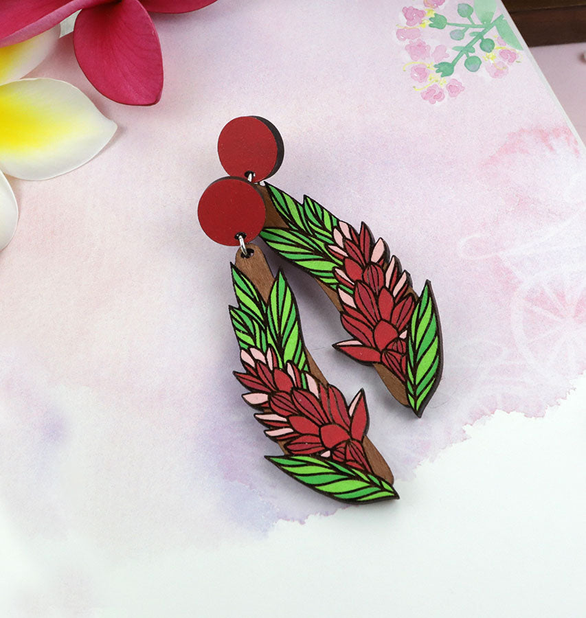 Hawaiian Ginger Earrings - Cherry