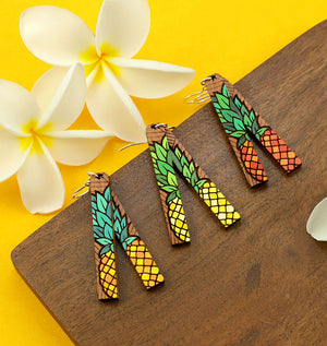 Pineapple Bar Earrings - Cherry